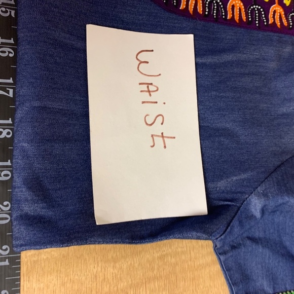 Marine dress SZ M blue shift multi color trim unique hippie bohemian causal - Picture 9 of 9